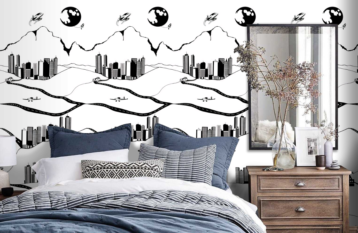 Обои P120901-2 фото в интерьере спальни