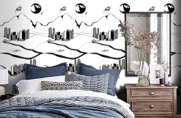 Обои P120901-2 фото в интерьере спальни превью