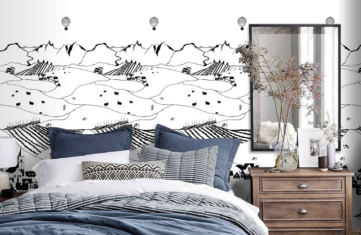 Обои P120902-2 фото в интерьере спальни