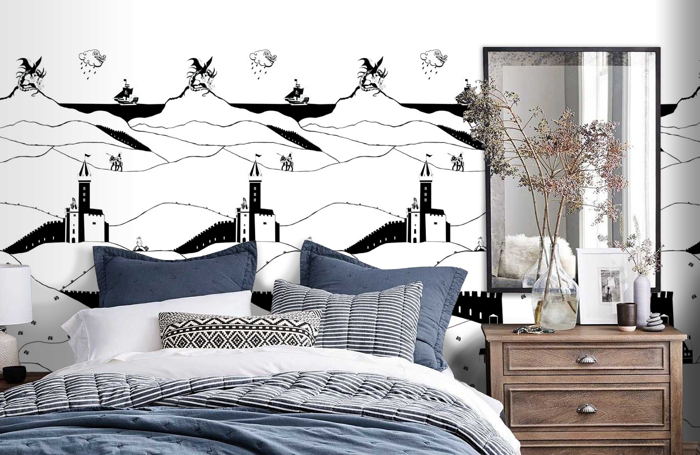 Обои P120903-2 фото в интерьере спальни