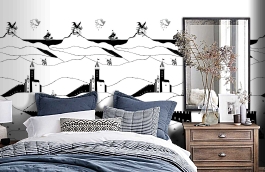 Обои P120903-2 фото в интерьере спальни превью