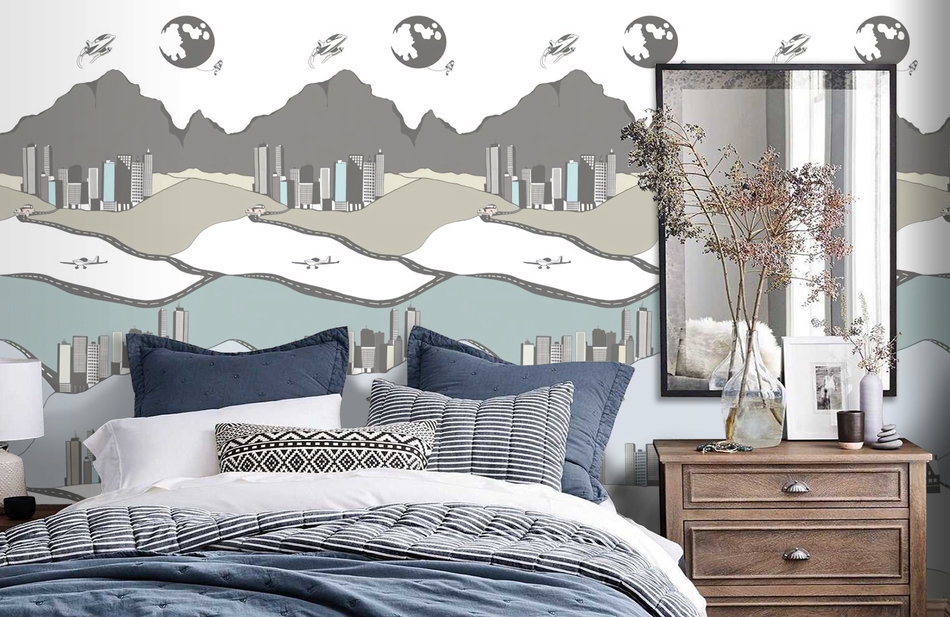 Обои P120904-2 фото в интерьере спальни