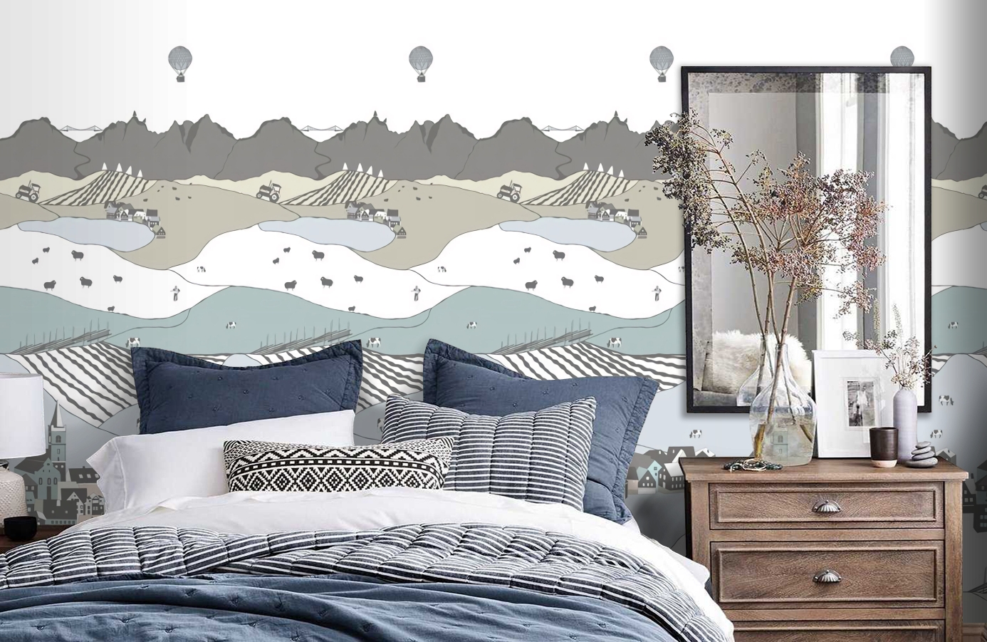 Обои P120905-2 фото в интерьере спальни