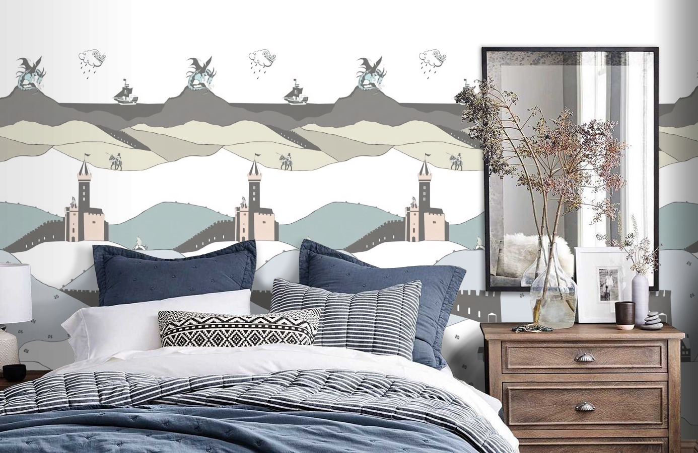 Обои P120906-2 фото в интерьере спальни