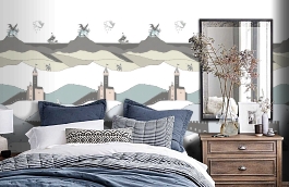 Обои P120906-2 фото в интерьере спальни превью