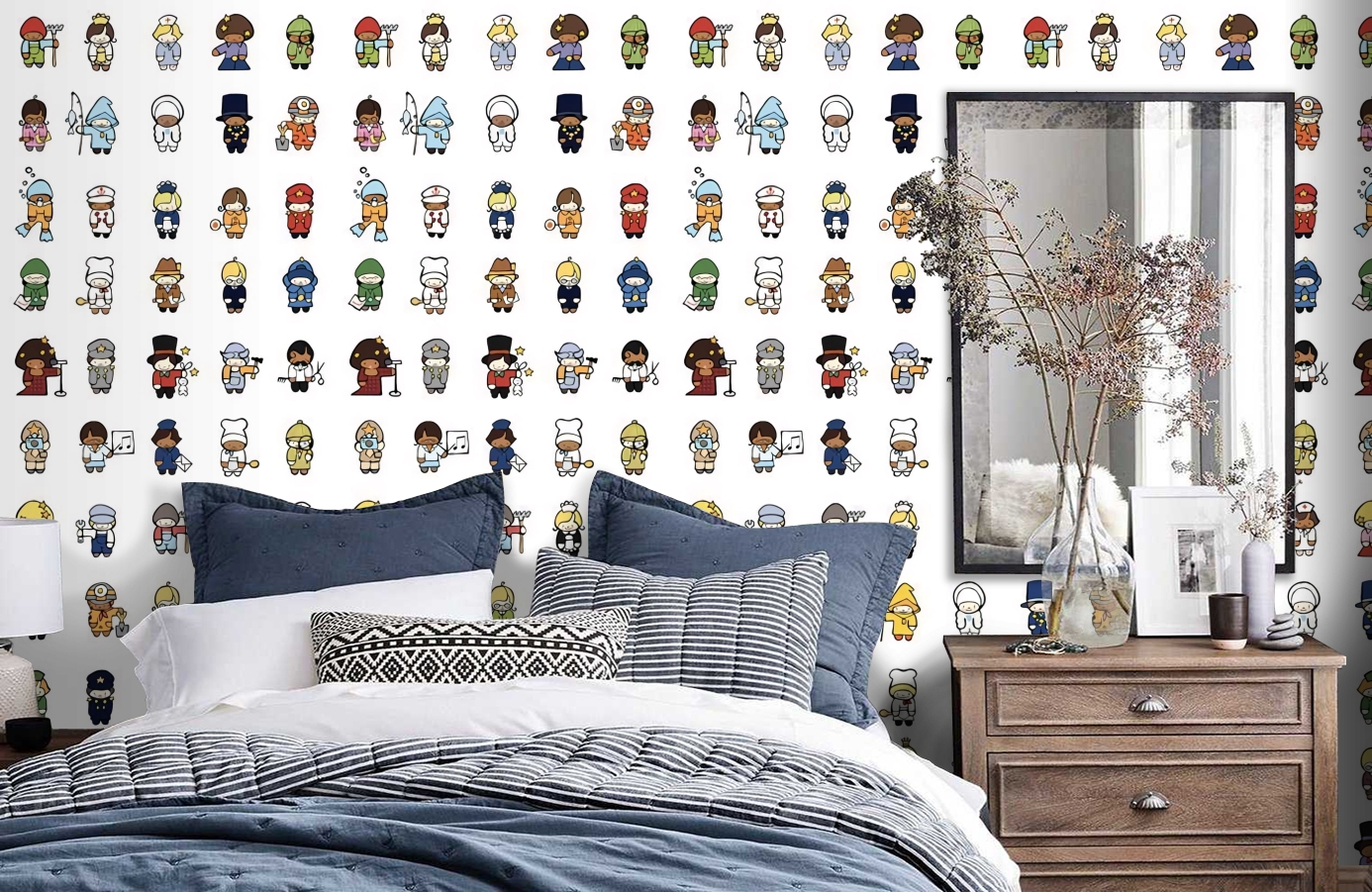 Обои P121501-2 фото в интерьере спальни