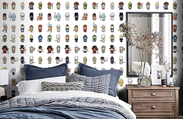 Обои P121501-2 фото в интерьере спальни превью