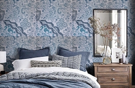 Обои 9110 D3 фото в интерьере спальни превью