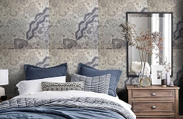 Обои 9110 D30 фото в интерьере спальни превью