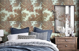 Обои 9150 C15 фото в интерьере спальни превью