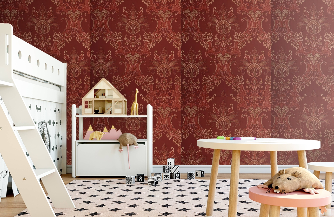 Обои Milano Rubino-131 фото в интерьере детская