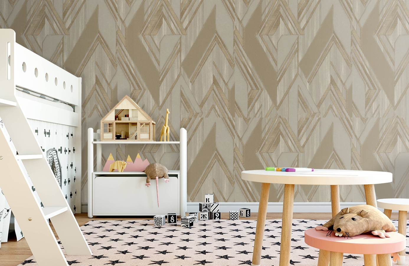 Обои 1205-4 фото в интерьере детская