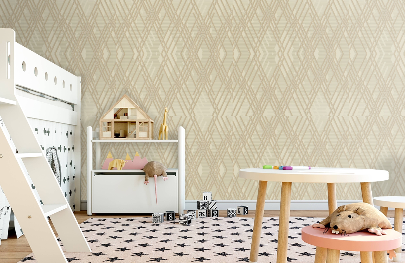 Обои 1213-3 фото в интерьере детская