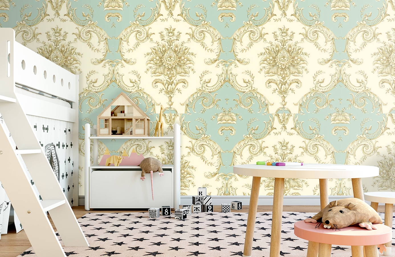 Обои RJC4007-4 фото в интерьере детская