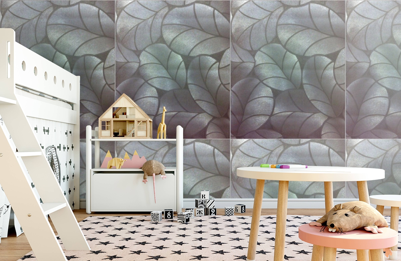 Обои 1050-12 фото в интерьере детская