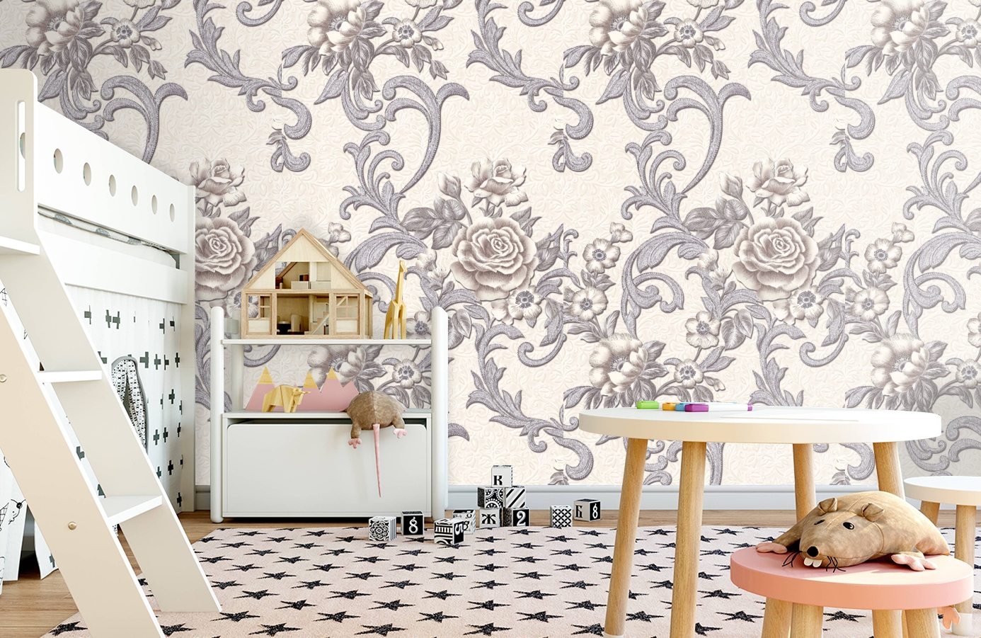 Обои 1069-01 фото в интерьере детская