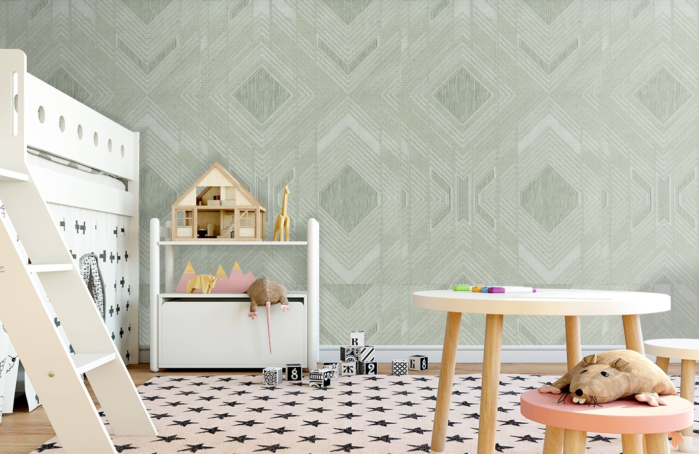 Обои 1133-04 фото в интерьере детская
