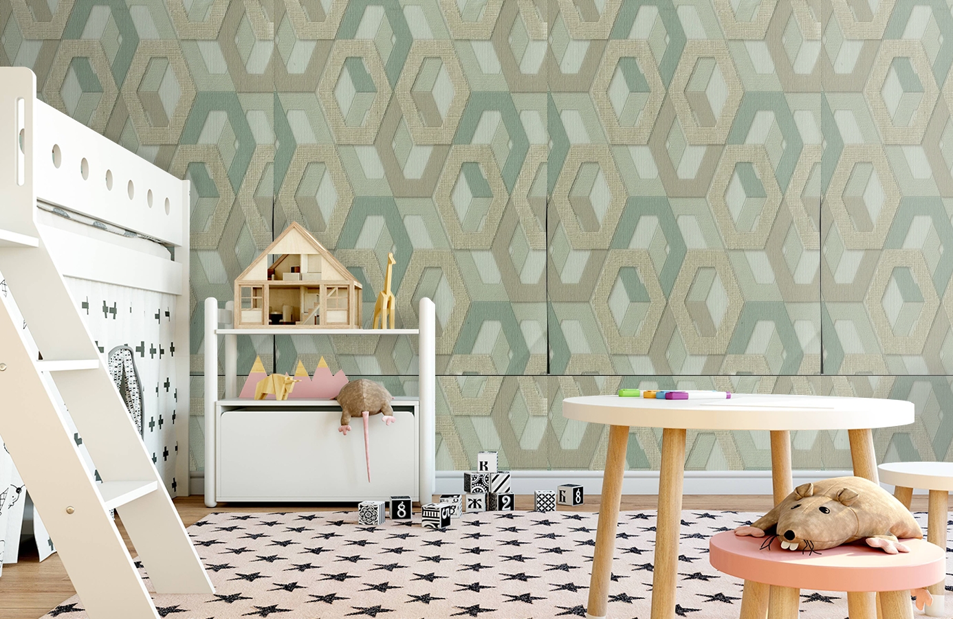 Обои 1137-04 фото в интерьере детская