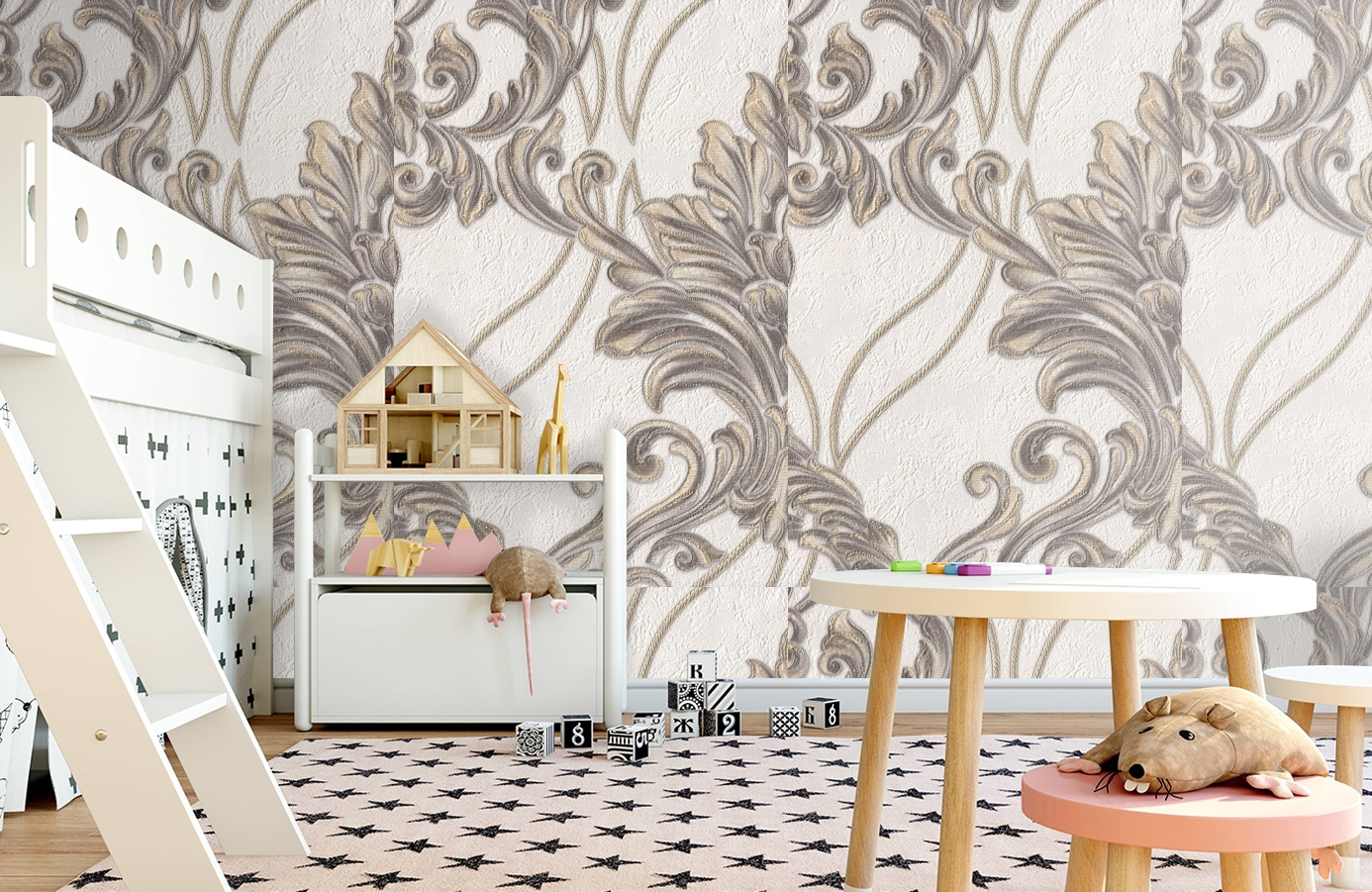 Обои 1153-17 фото в интерьере детская