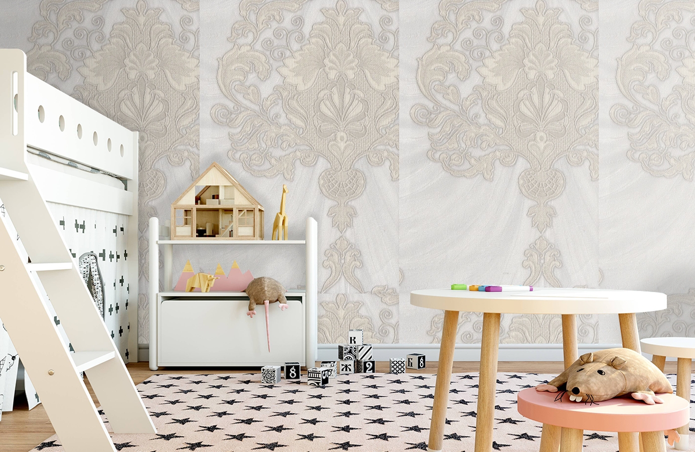 Обои 1157-11 фото в интерьере детская
