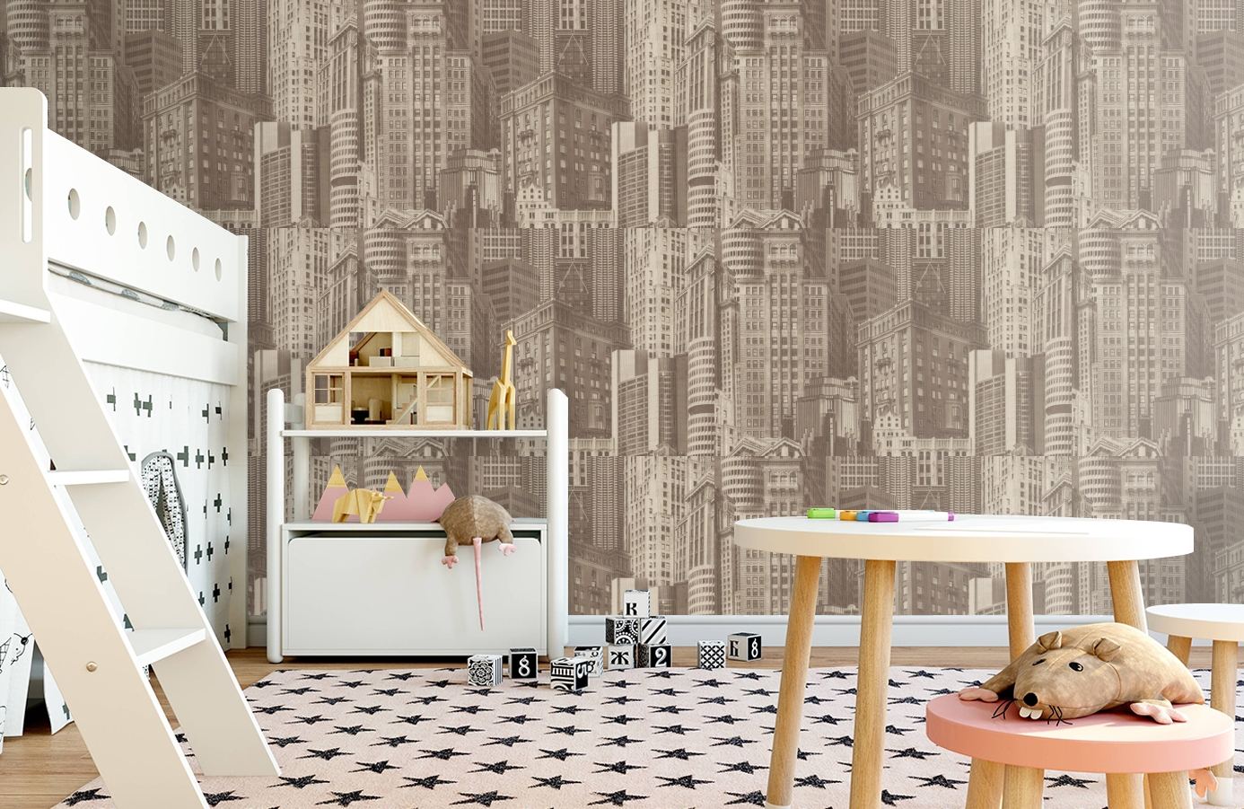 Обои 7062-12 фото в интерьере детская