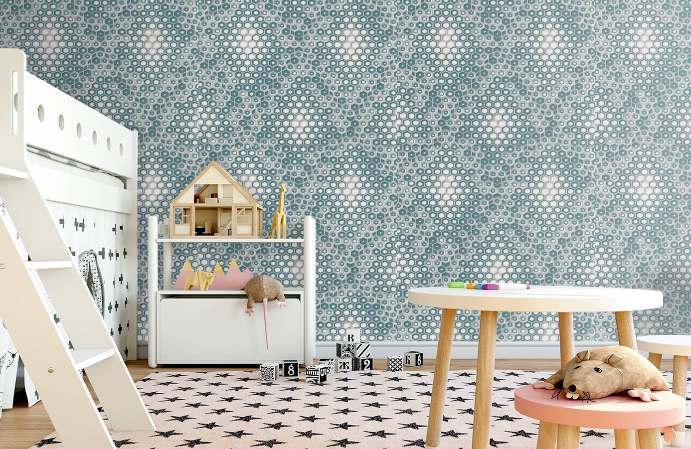 Обои 7076-09 фото в интерьере детская