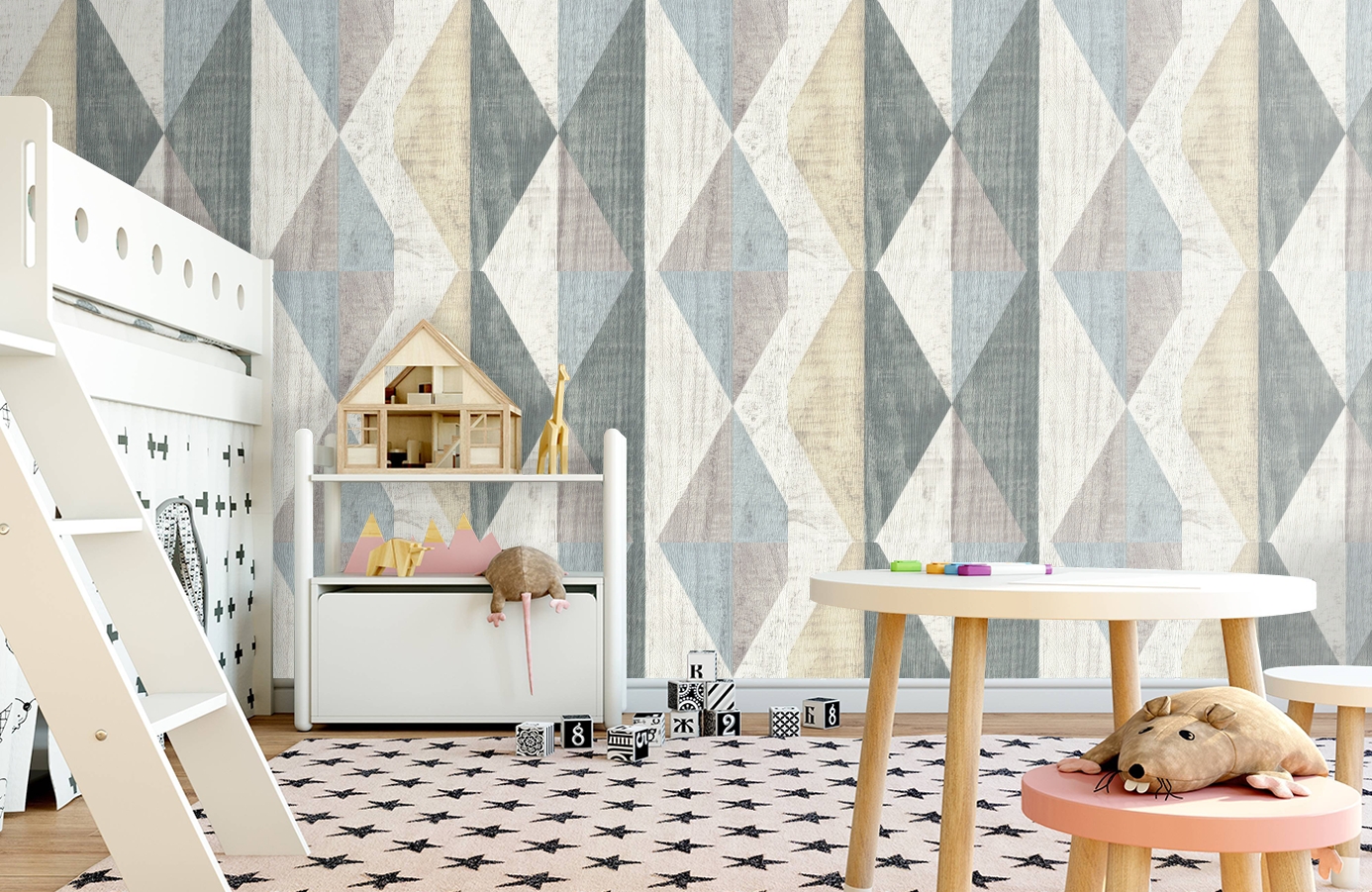 Обои 7104-04 фото в интерьере детская