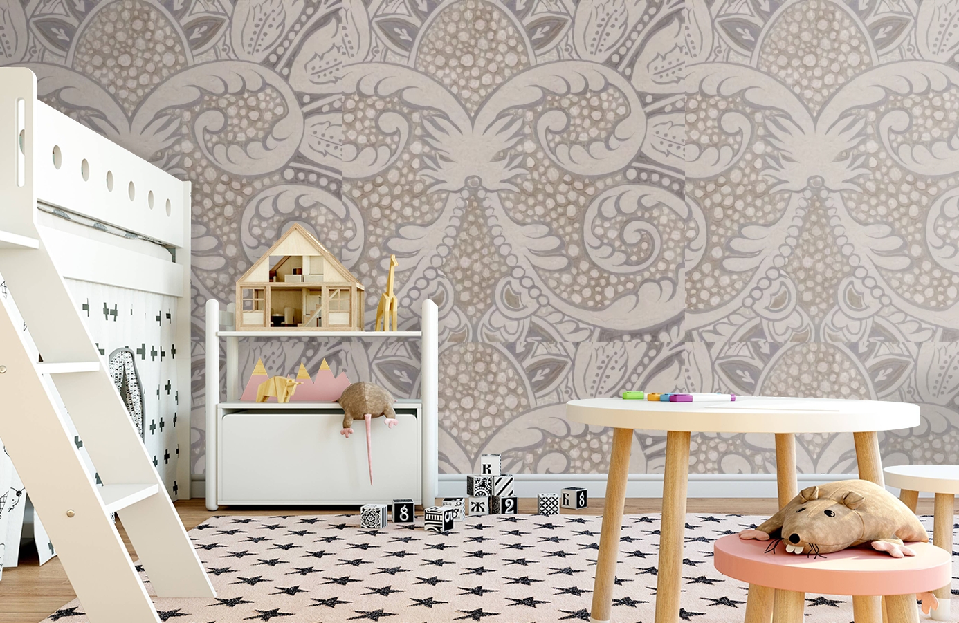 Обои Rococo Metallic 4 фото в интерьере детская