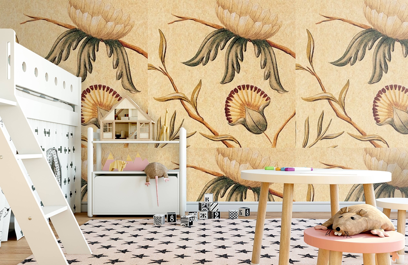 Обои Adamseden-Buttermilk-Wpcw фото в интерьере детская