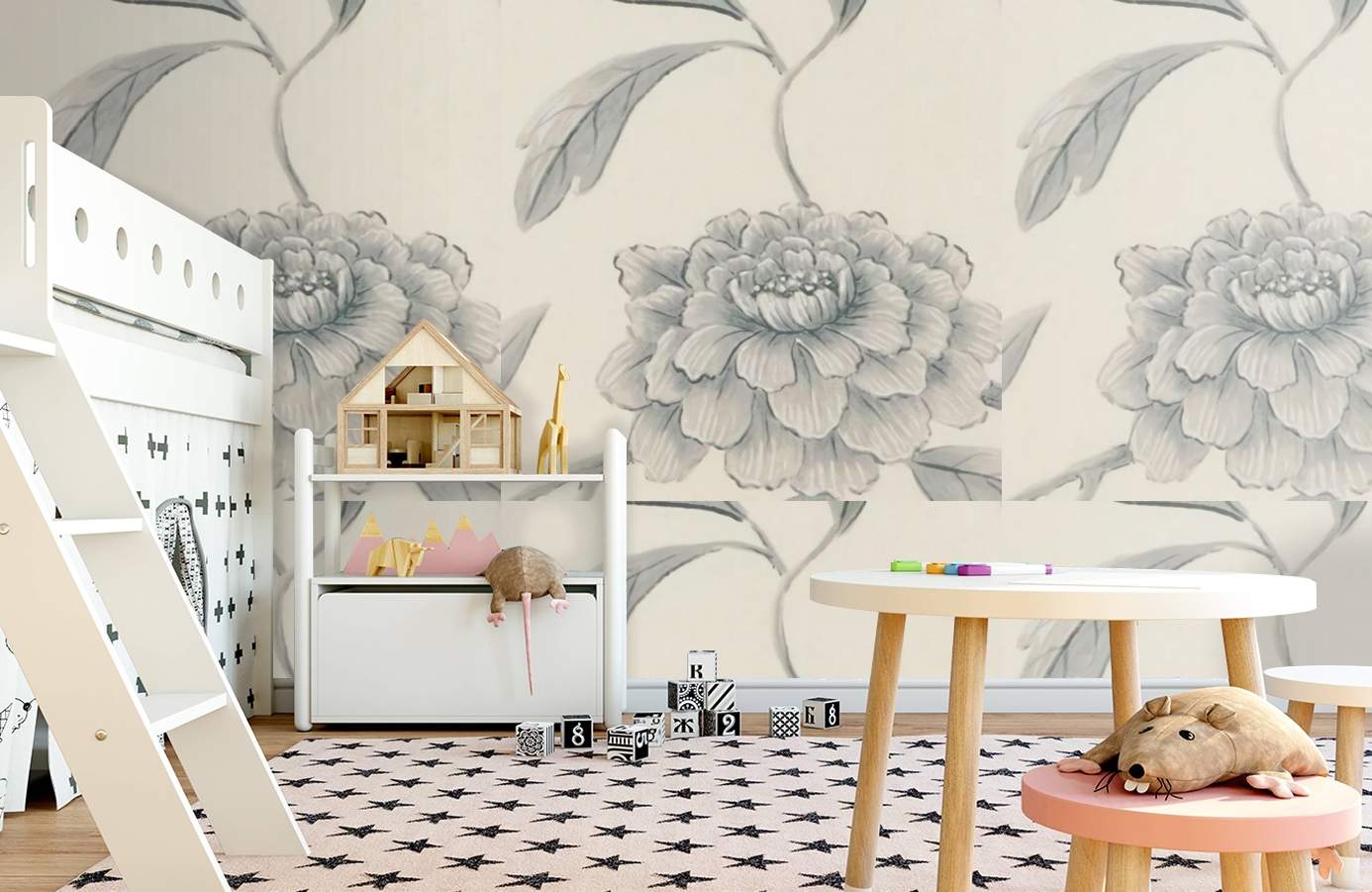 Обои Jasperpeony-Aqua-Wpcw1790 фото в интерьере детская