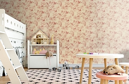 Обои Aviary Toile Rouge Fabric фото в интерьере детская превью
