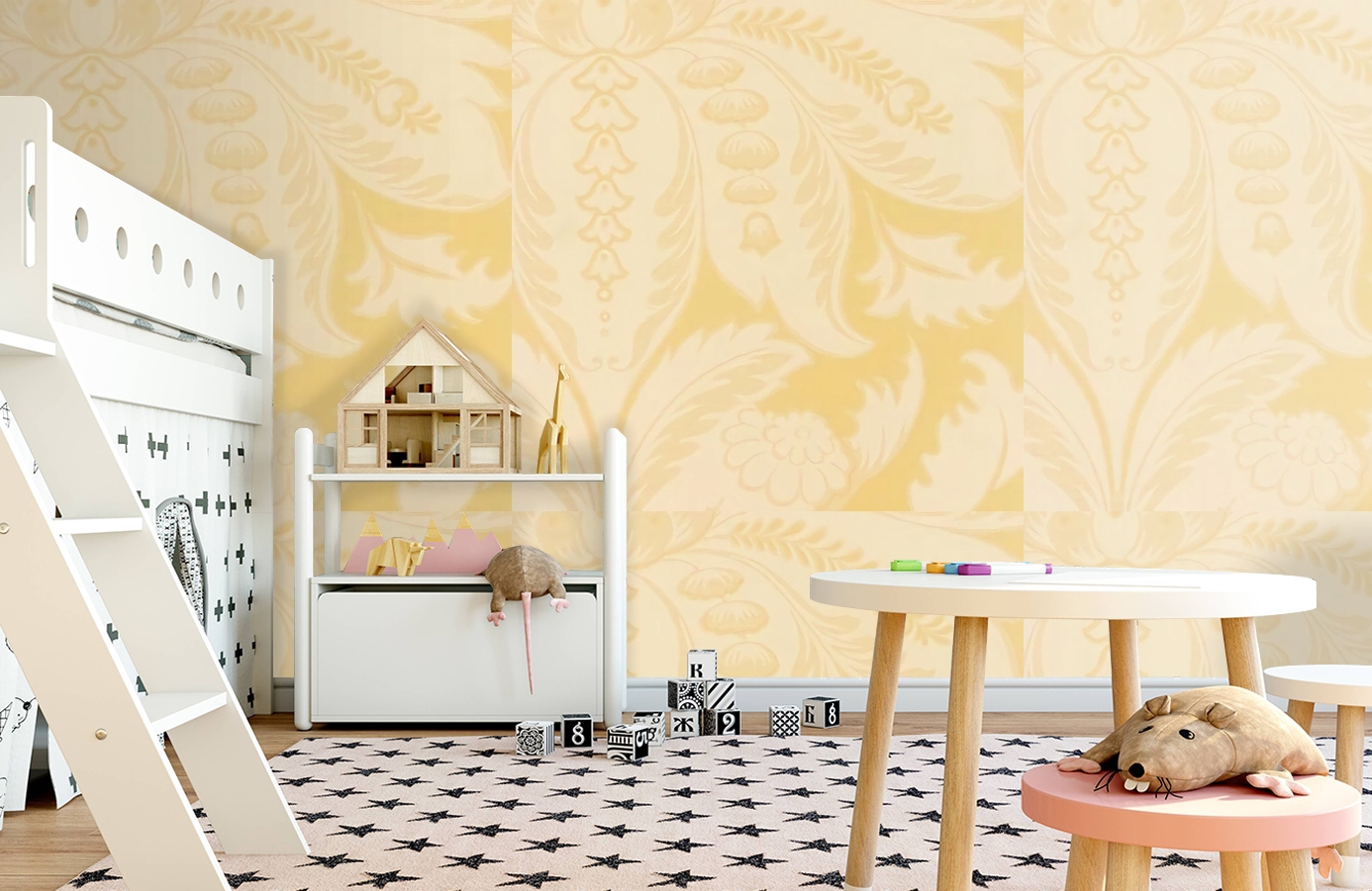 Обои Venetiandamask-Corn-Wpcw9 фото в интерьере детская
