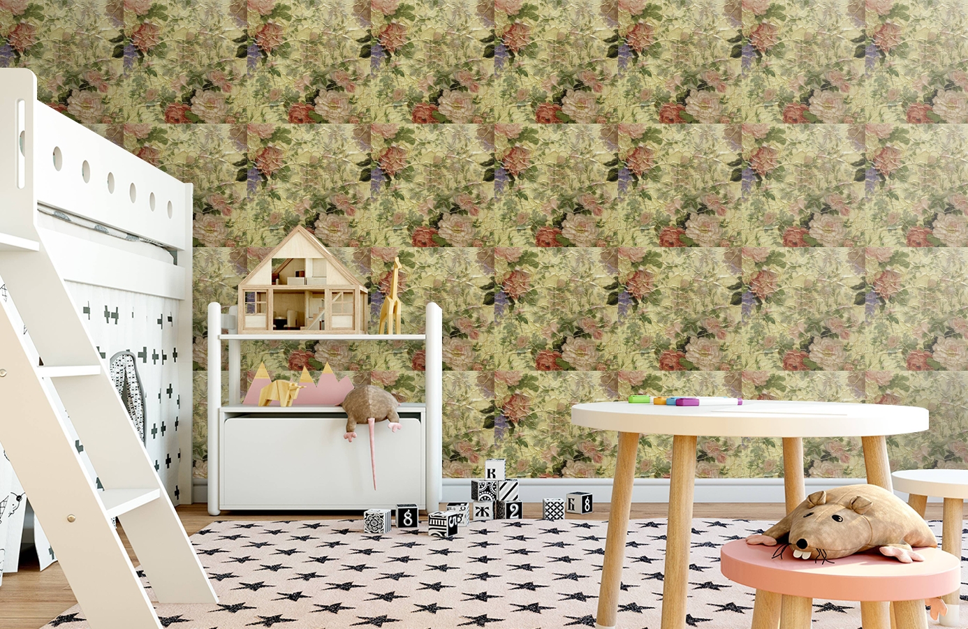 Обои ROSES_ANCIENNES_P__01 фото в интерьере детская