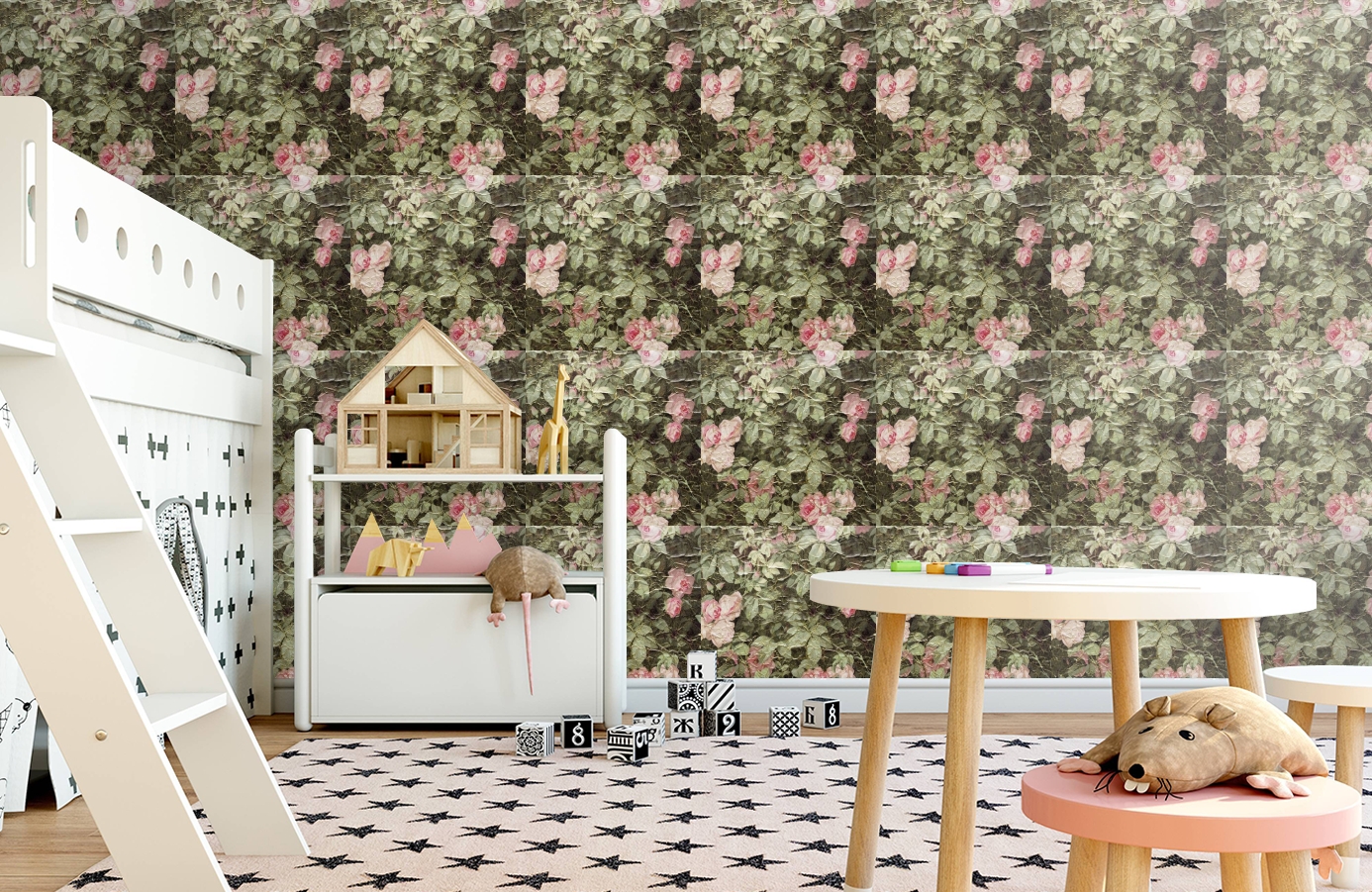 Обои ROSES_ANCIENNES_P__11 фото в интерьере детская
