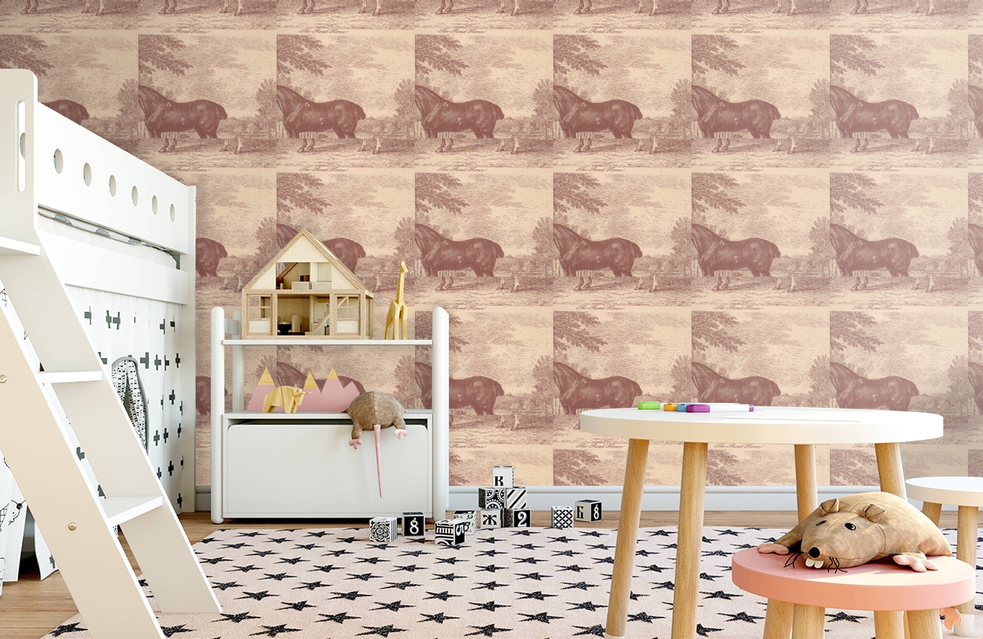 Обои Gilpinhorses-Saddlingbrow фото в интерьере детская