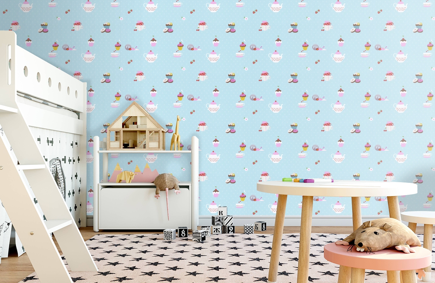 Обои 30568-1 фото в интерьере детская