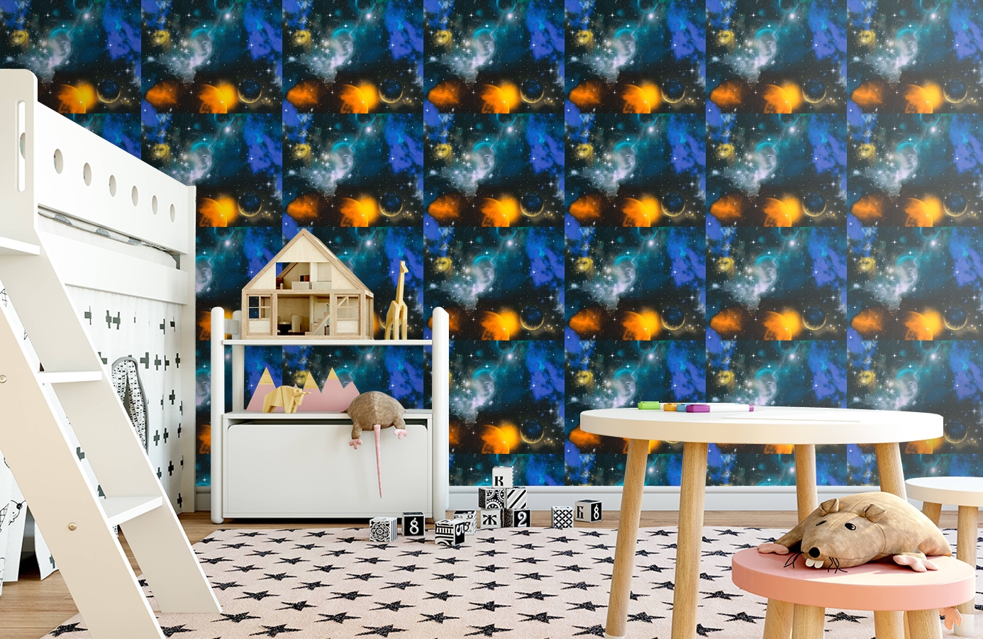 Обои 34066-1 фото в интерьере детская