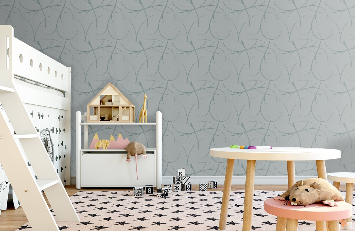 Обои 34215-3 фото в интерьере детская