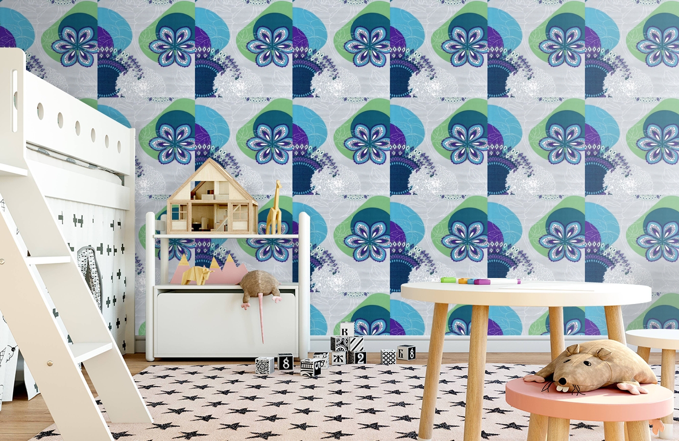 Обои 512-4 фото в интерьере детская