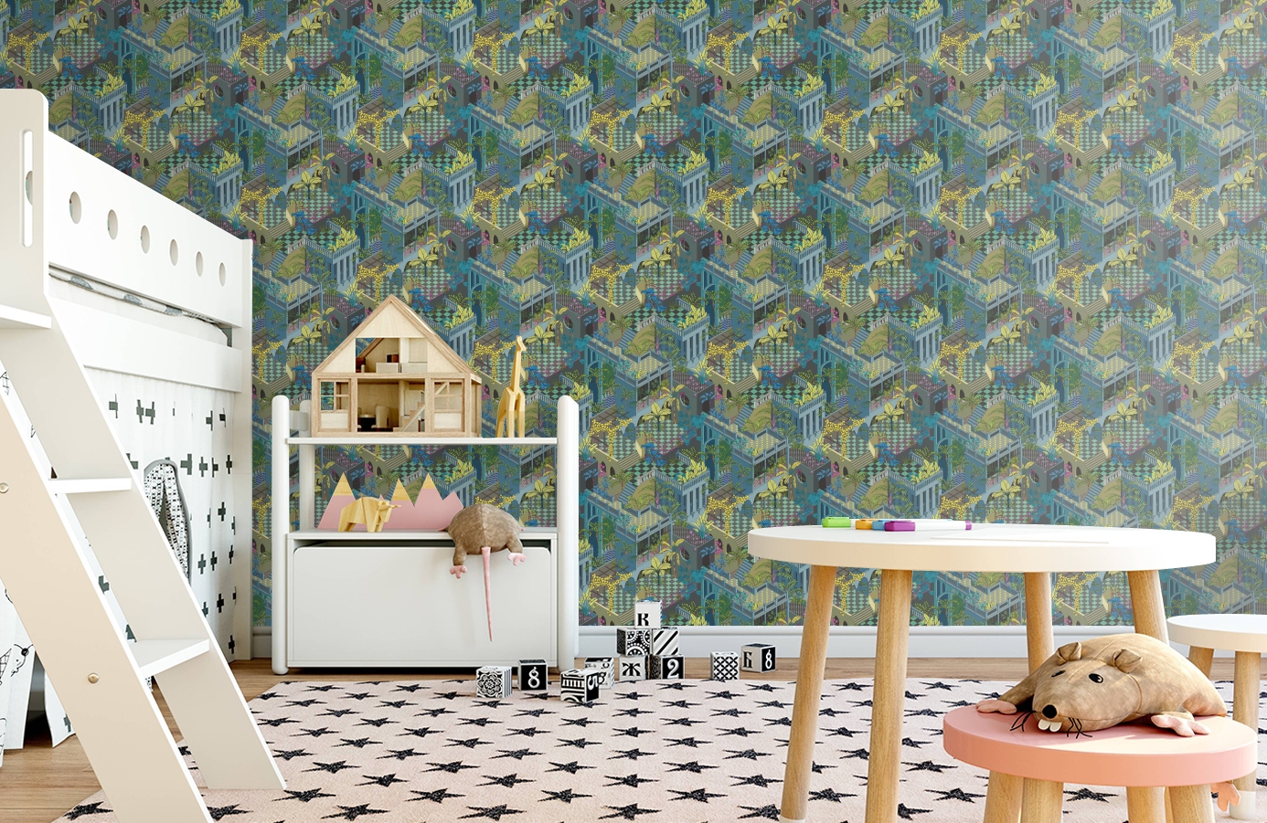 Обои 105-4018 фото в интерьере детская