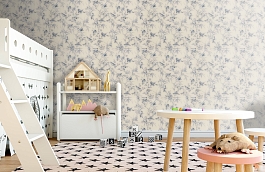 Обои Aviary Toile Indigo фото в интерьере детская превью