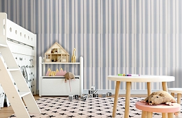 Обои Remi Stripe Bleu фото в интерьере детская превью