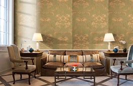 Обои Bergamo Olive-221 фото в интерьере кабинета превью