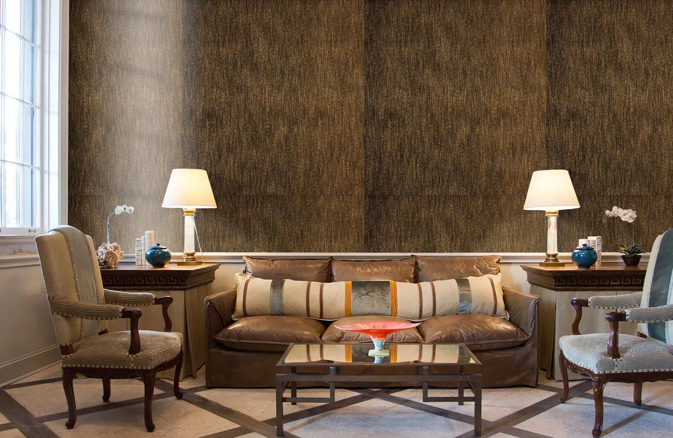 Обои Como Bronze-81 фото в интерьере кабинета