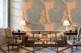 Обои macro-009 foil copper фото в интерьере кабинета превью