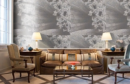 Обои macro-013 flower silver фото в интерьере кабинета превью