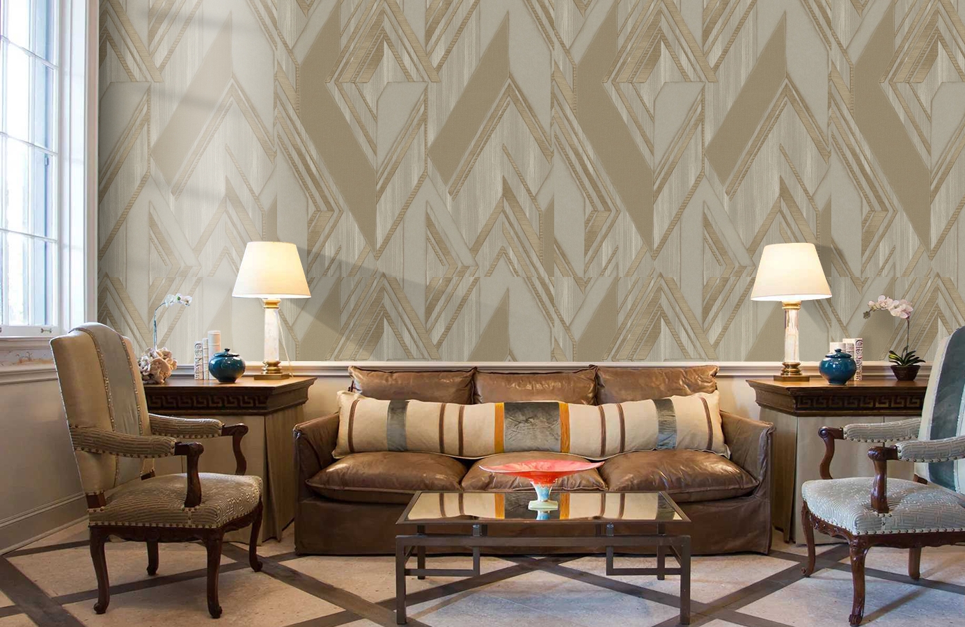 Обои 1205-4 фото в интерьере кабинета