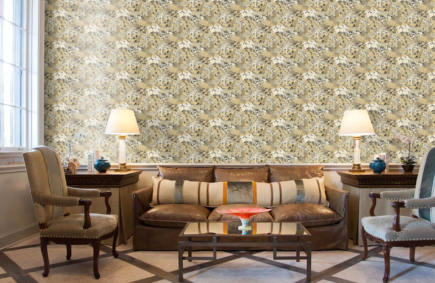 Обои 7011-5 фото в интерьере кабинета