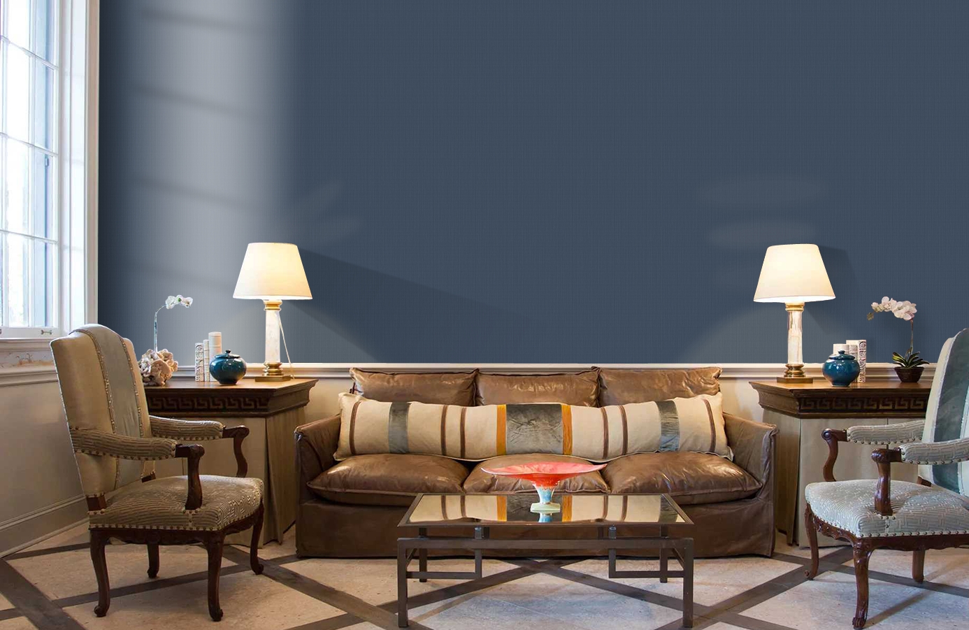 Обои 7019-12 фото в интерьере кабинета