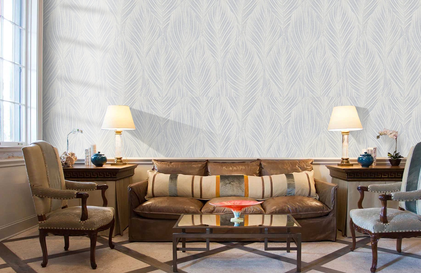 Обои 2509-19 фото в интерьере кабинета